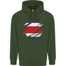 Torn Costa Rica Flag Rican Day Football Childrens Kids Hoodie Forest Green