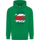 Torn Costa Rica Flag Rican Day Football Childrens Kids Hoodie Irish Green