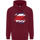Torn Costa Rica Flag Rican Day Football Childrens Kids Hoodie Maroon