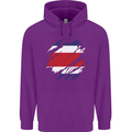 Torn Costa Rica Flag Rican Day Football Childrens Kids Hoodie Purple