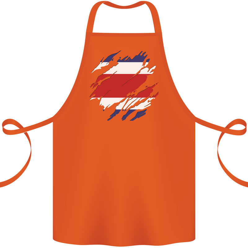 Torn Costa Rica Flag Rican Day Football Cotton Apron 100% Organic Orange