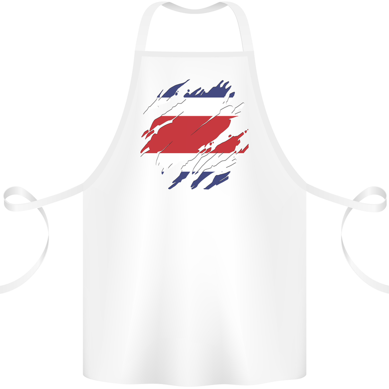 Torn Costa Rica Flag Rican Day Football Cotton Apron 100% Organic White