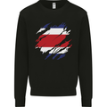Torn Costa Rica Flag Rican Day Football Kids Sweatshirt Jumper Black