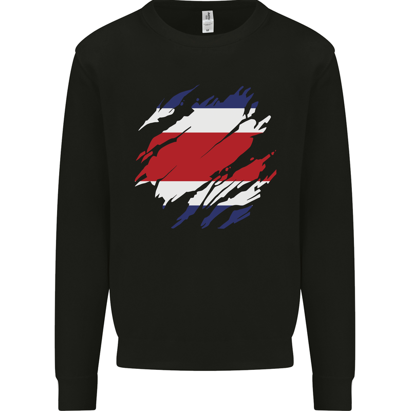 Torn Costa Rica Flag Rican Day Football Kids Sweatshirt Jumper Black