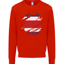 Torn Costa Rica Flag Rican Day Football Kids Sweatshirt Jumper Bright Red