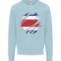 Torn Costa Rica Flag Rican Day Football Kids Sweatshirt Jumper Light Blue