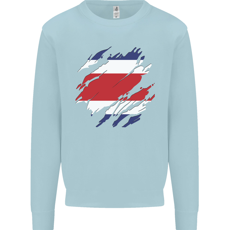 Torn Costa Rica Flag Rican Day Football Kids Sweatshirt Jumper Light Blue