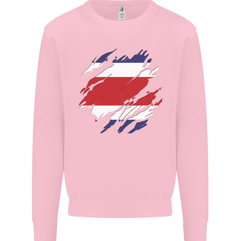 Torn Costa Rica Flag Rican Day Football Kids Sweatshirt Jumper Light Pink