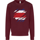 Torn Costa Rica Flag Rican Day Football Kids Sweatshirt Jumper Maroon