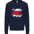Torn Costa Rica Flag Rican Day Football Kids Sweatshirt Jumper Navy Blue