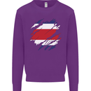 Torn Costa Rica Flag Rican Day Football Kids Sweatshirt Jumper Purple