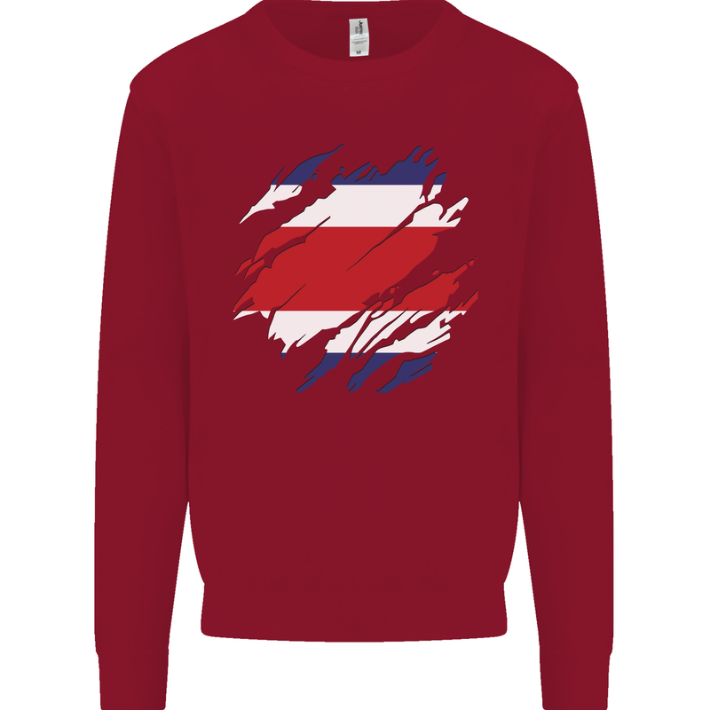 Torn Costa Rica Flag Rican Day Football Kids Sweatshirt Jumper Red