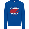 Torn Costa Rica Flag Rican Day Football Kids Sweatshirt Jumper Royal Blue