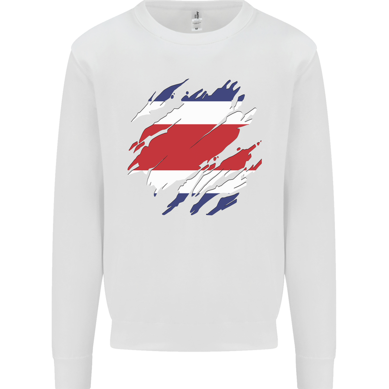Torn Costa Rica Flag Rican Day Football Kids Sweatshirt Jumper White