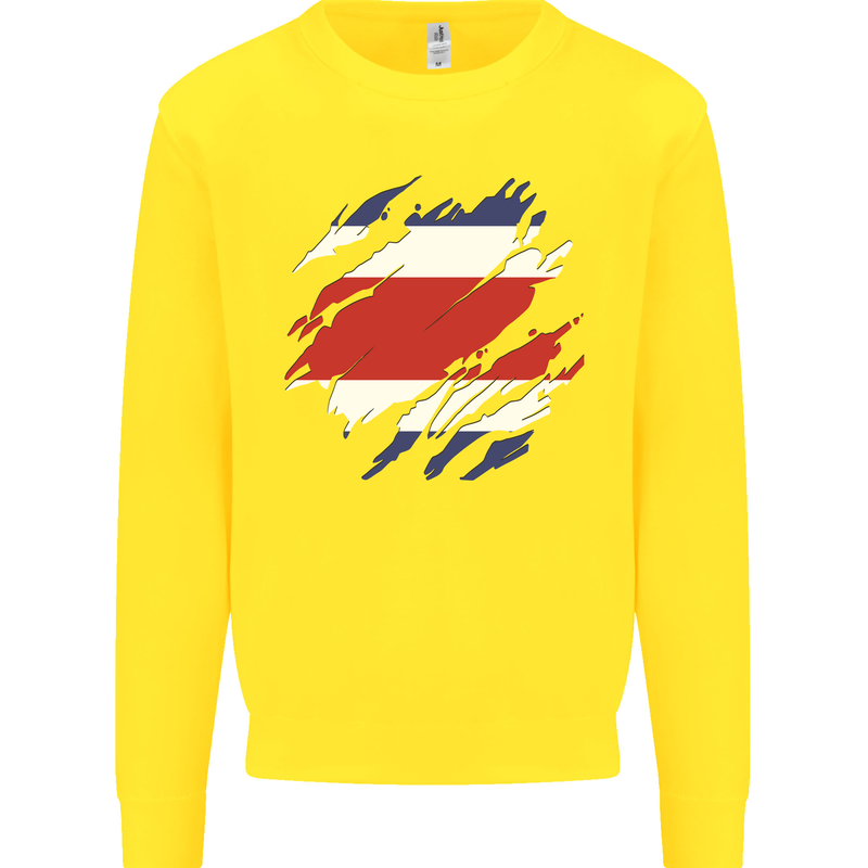 Torn Costa Rica Flag Rican Day Football Kids Sweatshirt Jumper Yellow