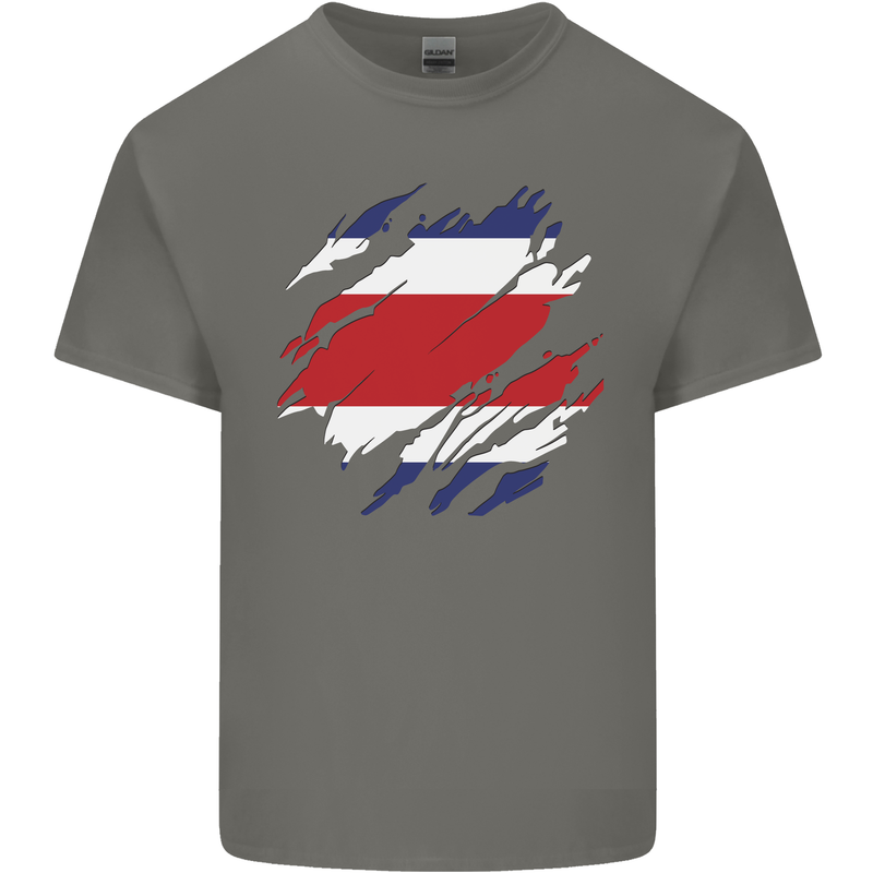 Torn Costa Rica Flag Rican Day Football Kids T-Shirt Childrens Charcoal