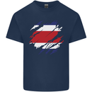 Torn Costa Rica Flag Rican Day Football Kids T-Shirt Childrens Navy Blue