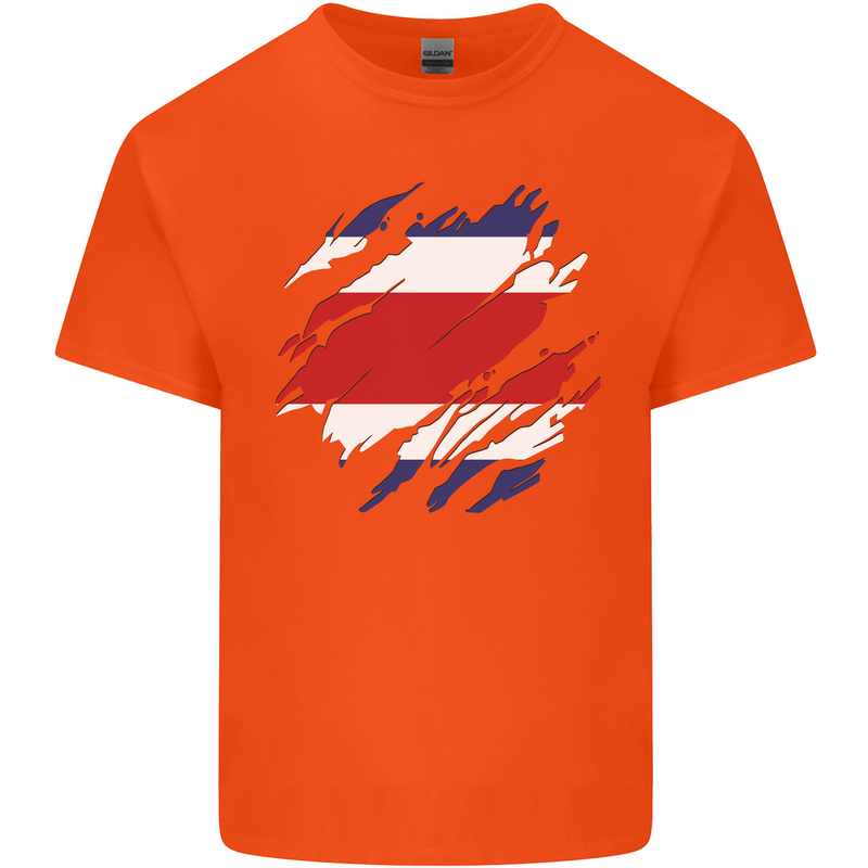 Torn Costa Rica Flag Rican Day Football Kids T-Shirt Childrens Orange
