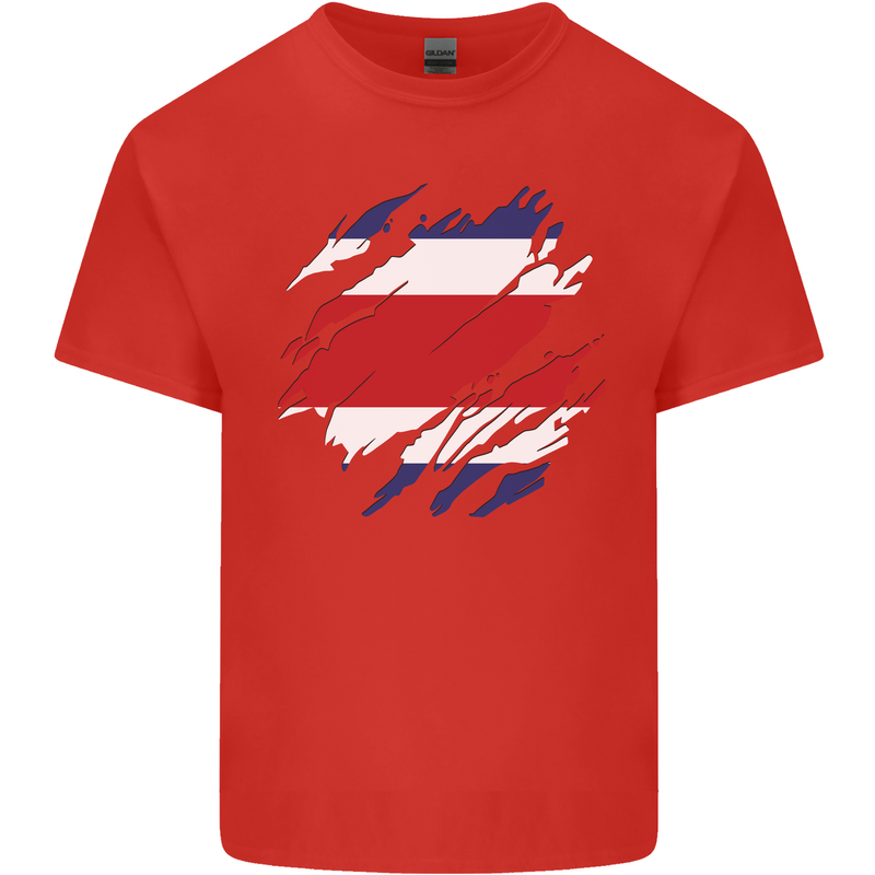 Torn Costa Rica Flag Rican Day Football Kids T-Shirt Childrens Red