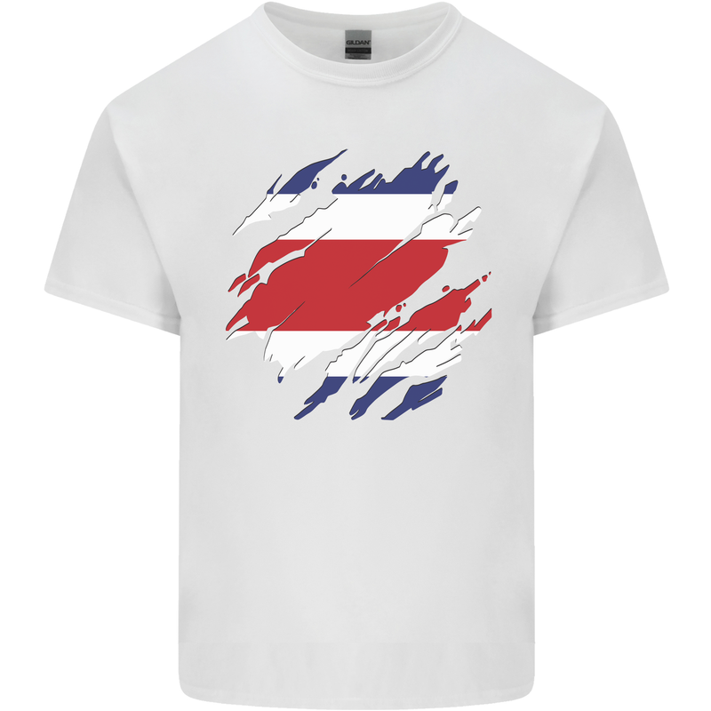 Torn Costa Rica Flag Rican Day Football Kids T-Shirt Childrens White