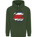 Torn Costa Rica Flag Rican Day Football Mens 80% Cotton Hoodie Forest Green