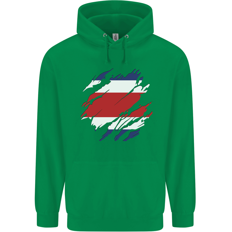 Torn Costa Rica Flag Rican Day Football Mens 80% Cotton Hoodie Irish Green