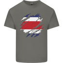 Torn Costa Rica Flag Rican Day Football Mens Cotton T-Shirt Tee Top Charcoal