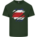 Torn Costa Rica Flag Rican Day Football Mens Cotton T-Shirt Tee Top Forest Green