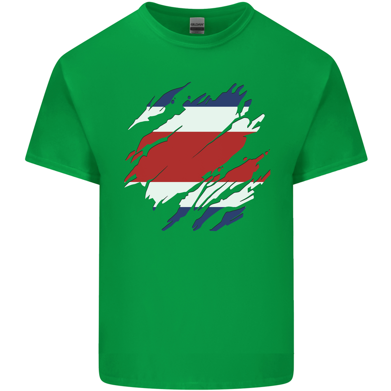 Torn Costa Rica Flag Rican Day Football Mens Cotton T-Shirt Tee Top Irish Green