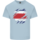 Torn Costa Rica Flag Rican Day Football Mens Cotton T-Shirt Tee Top Light Blue