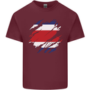Torn Costa Rica Flag Rican Day Football Mens Cotton T-Shirt Tee Top Maroon