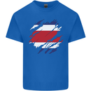 Torn Costa Rica Flag Rican Day Football Mens Cotton T-Shirt Tee Top Royal Blue