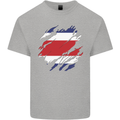 Torn Costa Rica Flag Rican Day Football Mens Cotton T-Shirt Tee Top Sports Grey
