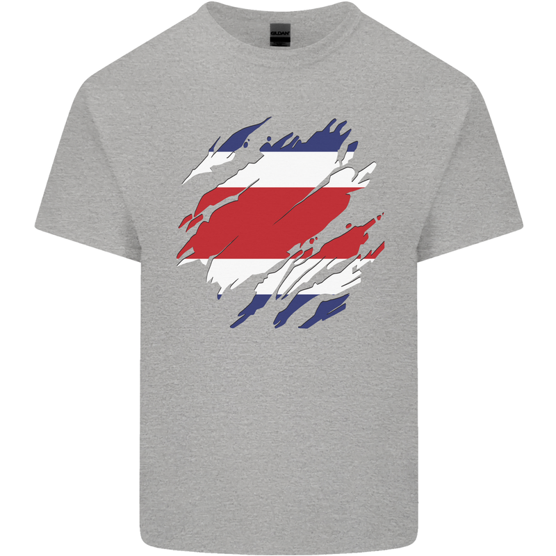 Torn Costa Rica Flag Rican Day Football Mens Cotton T-Shirt Tee Top Sports Grey