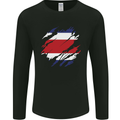 Torn Costa Rica Flag Rican Day Football Mens Long Sleeve T-Shirt Black