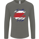 Torn Costa Rica Flag Rican Day Football Mens Long Sleeve T-Shirt Charcoal