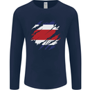 Torn Costa Rica Flag Rican Day Football Mens Long Sleeve T-Shirt Navy Blue