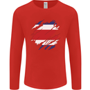 Torn Costa Rica Flag Rican Day Football Mens Long Sleeve T-Shirt Red