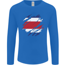 Torn Costa Rica Flag Rican Day Football Mens Long Sleeve T-Shirt Royal Blue