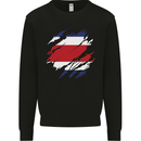 Torn Costa Rica Flag Rican Day Football Mens Sweatshirt Jumper Black