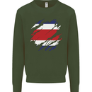 Torn Costa Rica Flag Rican Day Football Mens Sweatshirt Jumper Forest Green