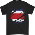 Torn Costa Rica Flag Rican Day Football Mens T-Shirt 100% Cotton Black