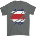 Torn Costa Rica Flag Rican Day Football Mens T-Shirt 100% Cotton Charcoal