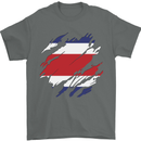 Torn Costa Rica Flag Rican Day Football Mens T-Shirt 100% Cotton Charcoal