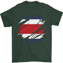 Torn Costa Rica Flag Rican Day Football Mens T-Shirt 100% Cotton Forest Green
