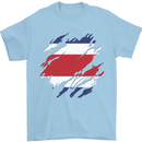 Torn Costa Rica Flag Rican Day Football Mens T-Shirt 100% Cotton Light Blue