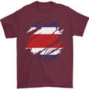 Torn Costa Rica Flag Rican Day Football Mens T-Shirt 100% Cotton Maroon