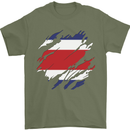 Torn Costa Rica Flag Rican Day Football Mens T-Shirt 100% Cotton Military Green