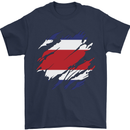 Torn Costa Rica Flag Rican Day Football Mens T-Shirt 100% Cotton Navy Blue