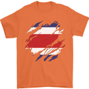 Torn Costa Rica Flag Rican Day Football Mens T-Shirt 100% Cotton Orange
